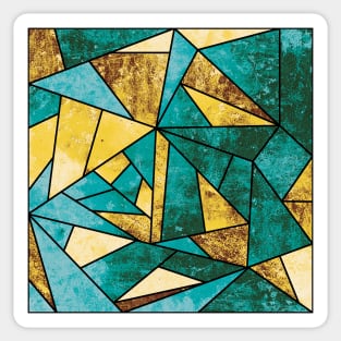 Teal and Gold Geometric Stained Glass Mosaic Sticker